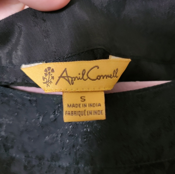 April Cornell Black Floral Long Sleeve Tie Back Dress With Pockets Size Small - Picture 5 of 8